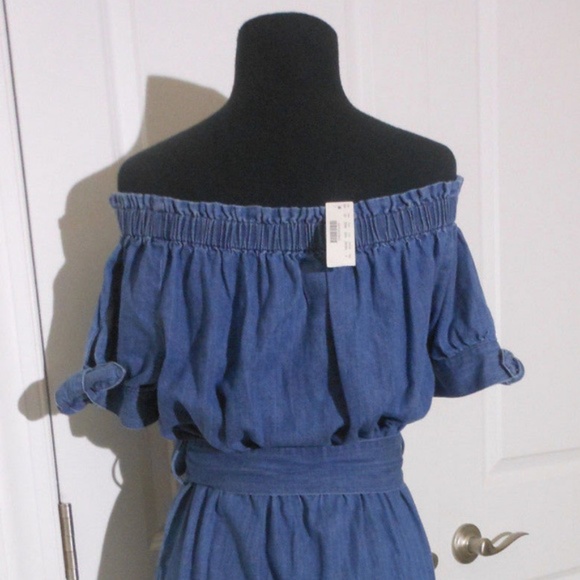 J CREW NWT Off the Shoulder Chambray Dress 4 - Picture 6 of 8